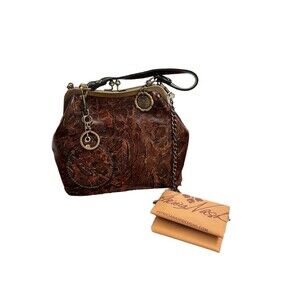 Patricia Nash Leather10th Anniversary Abstract Animal Print Laurena Frame Bag